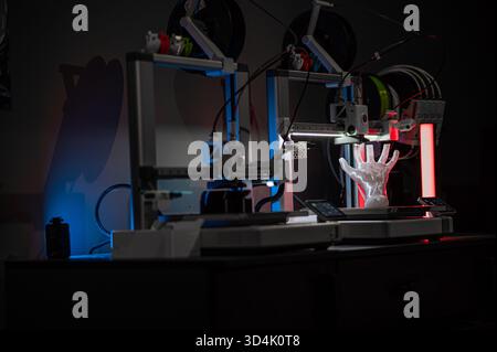 3D Printer Creating Prototype Model. Stock Photo