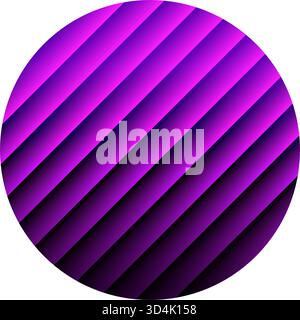 Ribbed effect green gradient circle. Vector striped abstract geometric spot design element Stock Vector