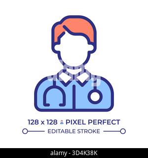 Doctor pixel perfect line color icon Stock Vector