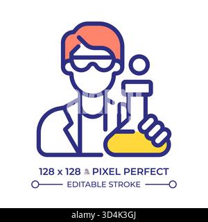 Scientist pixel perfect line color icon Stock Vector