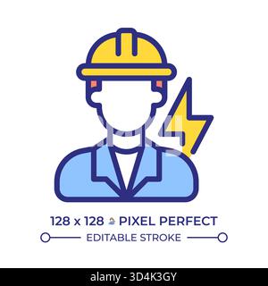 Electrician pixel perfect line color icon Stock Vector