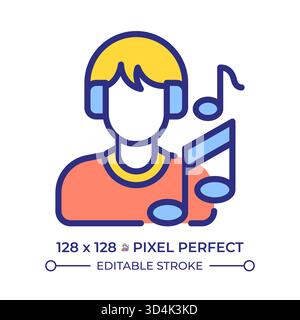 Musician pixel perfect line color icon Stock Vector