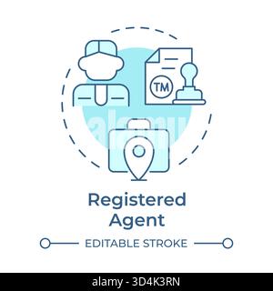 Registered agent soft blue concept icon Stock Vector