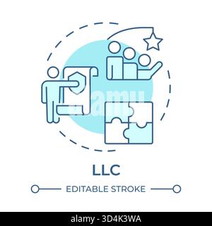 LLC soft blue concept icon Stock Vector
