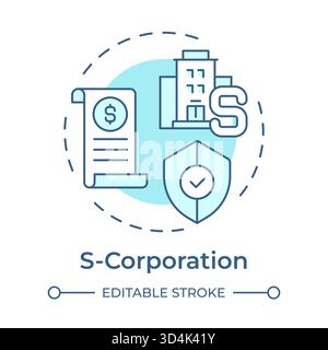 S corporation soft blue concept icon Stock Vector