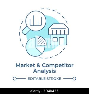 Market and competitor analysis soft blue concept icon Stock Vector