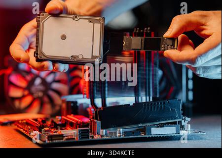 Different types of SSD disk driveClassic SSD and SSD m2 Stock Photo
