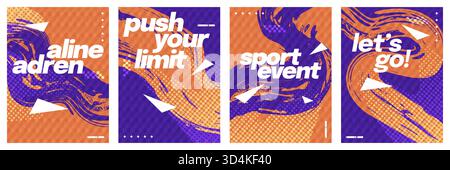 Dynamic Sport Event Poster Template Collection. Banner, Poster, or Cover Template for Sports, Fitness, Workout, Gym, Flyer, or Music Festival Stock Vector