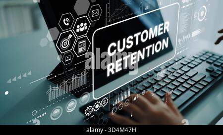 Innovative Strategies for Improving Customer Retention in Digital Marketing Environments. Asymptotic smart data analytic. Stock Photo