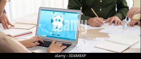 Chatbot software application for brisk online business that automatically reply to customer questions Stock Photo