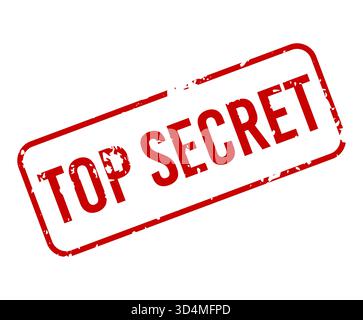 Red grunge stamp with text TOP SECRET, vector sticker label isolated on white background, perfect for confidential documents, classified files, and Stock Vector
