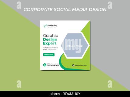 Digital marketing corporate social media agency web banner or Instagram post template. Stock Vector