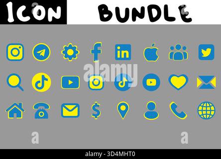 Unique icon design bundle layout for professional work. Corporate house, phone, Facebook, Instagram, man, website, dollar, telephone, map icon set. Stock Vector