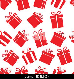 Seamless red gift boxes pattern, abstract background Stock Vector