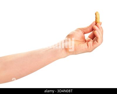 peanuts in hand path isolated on white Stock Photo