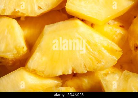 sliced pineapple closeup detail texture Stock Photo