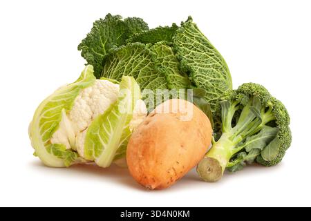 sweet potato cabbages mix path isolated on white Stock Photo