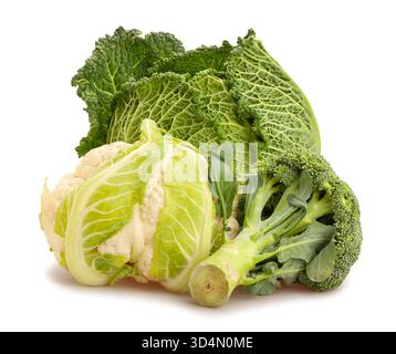 cabbages mix path isolated on white Stock Photo