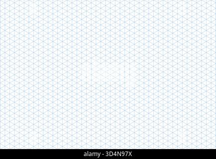 Blue isometric line guides. Printable blue 3d perspective backdrop. Isometric squared grid. Notebook sheet blank template. Mathematic typography Stock Vector