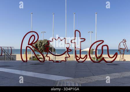 Sign on the seafront in the town of Rota, Cadiz, Andalucia, Spain Stock Photo