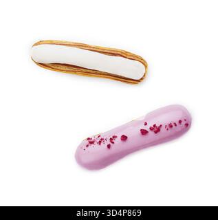Food, Two eclairs isolated on white background Stock Photo