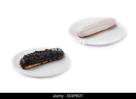 Food, Two delicious eclairs covered with glaze Stock Photo