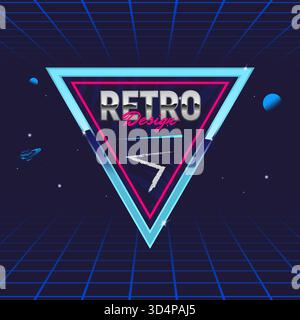 Retro 80's frame. Triangle abstract frame. Template for social media. Hipster design. Retro 80's logo for Night club, music album, invitation. Print f Stock Vector