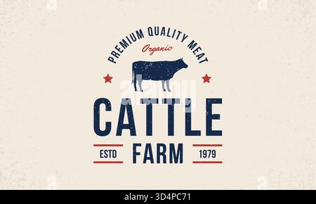 Retro Vintage Cattle / Beef Emblem Label logo design and bull symbol ...