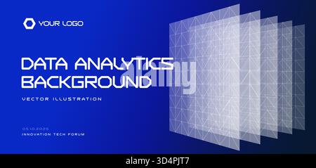 Digital transformation concept with data panels and smart analytics visualization. Abstract big data, AI, automation design for business intelligence Stock Vector