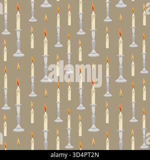 Vector hand-drawn seamless pattern with candles Stock Vector