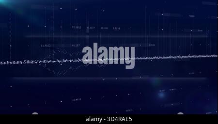 Displaying waveform and secondary trace on dark data display, with vertical columns and labels Stock Photo