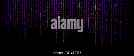 Binary code rain bg. Matrix style background. High-tech cyber effect with green glowing numbers Stock Vector