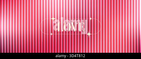 Vibrant pink ribbed glass gradient background. Futuristic vertical stripe texture with glowing light effect Stock Vector