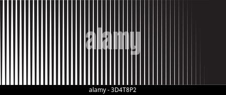 Vertical stripe transition effect. Repeated parallel lines moving from thick to thin in smooth gradient. Monochrome bg Stock Vector