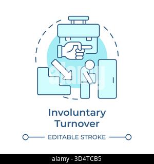 Involuntary turnover soft blue concept icon Stock Vector