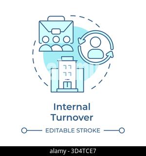 Internal turnover soft blue concept icon Stock Vector