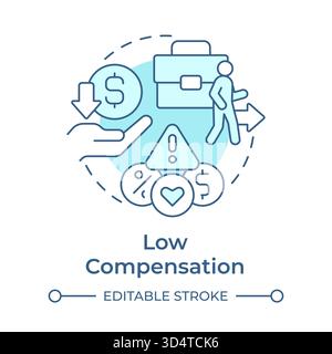 Low compensation soft blue concept icon Stock Vector