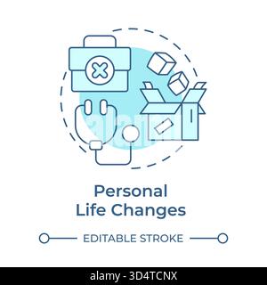 Personal life changes soft blue concept icon Stock Vector