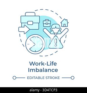 Work life imbalance soft blue concept icon Stock Vector