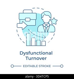 Dysfunctional turnover soft blue concept icon Stock Vector