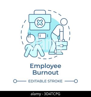 Employee burnout soft blue concept icon Stock Vector