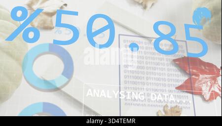 Displaying augmented data overlays on white desk with %50 Stock Photo