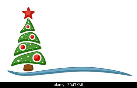 Symbol of stylized Christmas tree with toys. Stock Vector