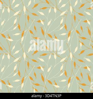 Rosehip branches with berries, autumn pastel pattern . Silhouettes of rosehip fruits. Vector illustration Stock Vector
