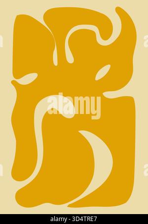 Yellow organic shapes on a beige background form a fluid abstract minimalist composition Stock Vector