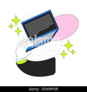 Working online 2D onboarding ui illustration Stock Vector
