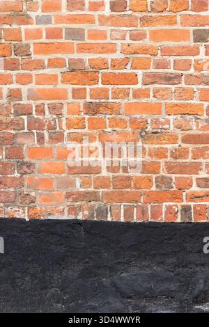 Vertical old brick wall background, grunge and worn old red wall ready for text or as background Stock Photo