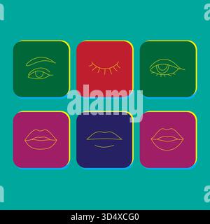 Minimalist face elements modern beauty concept flat design illustration Stock Vector