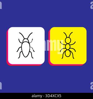 Two Insects vector graphic illustration on white and yellow background Stock Vector