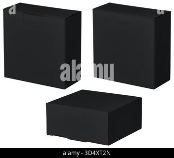 cardboard box giftbox set isolated Stock Photo